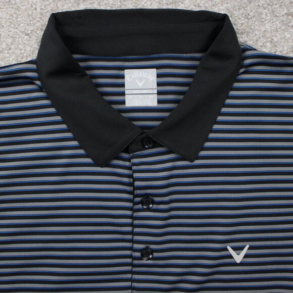 Callaway Opti-Dri Polo Shirt Adult 2XL XXL Blue/Gray/Black Short Sleeve Pullover - Picture 7 of 13
